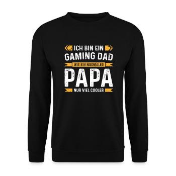 Cooler Gamer Papa - Unisex Pullover - Schwarz - Vorne - Alina (178cm) & Michal (187cm)