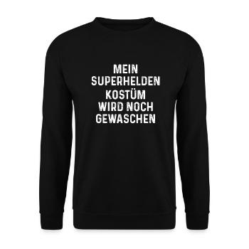 Superheldenkostüm waschen Fasching Karneval - Unisex Pullover - Schwarz - Vorne - Alina (178cm) & Michal (187cm)