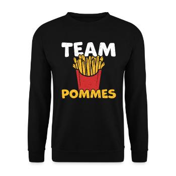 Team Pommes - Pommes Frites - Unisex Pullover - Schwarz - Vorne - Alina (178cm) & Michal (187cm)