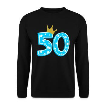 50 Krone 50. Geburtstag 50 Jahre - Unisex Pullover - Schwarz - Vorne - Alina (178cm) & Michal (187cm)