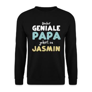 Dieser Geniale Papa Gehört Zu Ja... - Unisex Pullover - Schwarz - Vorne - Alina (178cm) & Michal (187cm)