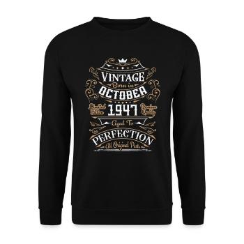 Vintage Octobre 1947 / Rétro Cadeau D'anniversaire - Sweat-shirt Unisexe - noir - Devant - Alina (178cm) & Michal (187cm)