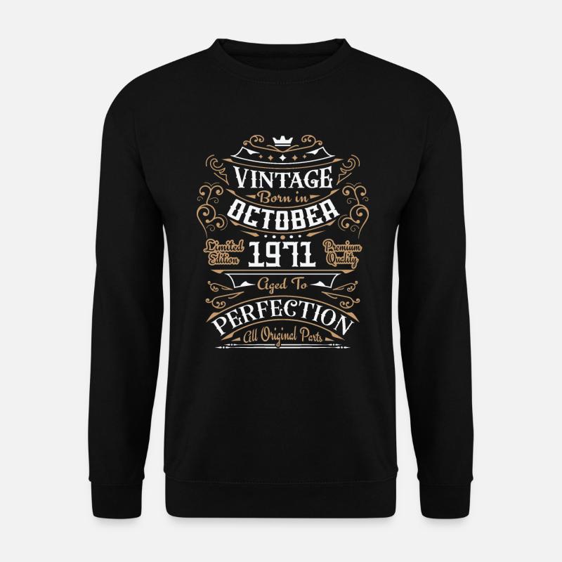 Vintage Oktober 1971 / Retro Geburtstagsgeschenk - Unisex Pullover - Schwarz