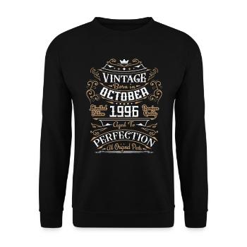 Vintage Oktober 1996 / Retro Geburtstagsgeschenk - Unisex Pullover - Schwarz - Vorne - Alina (178cm) & Michal (187cm)
