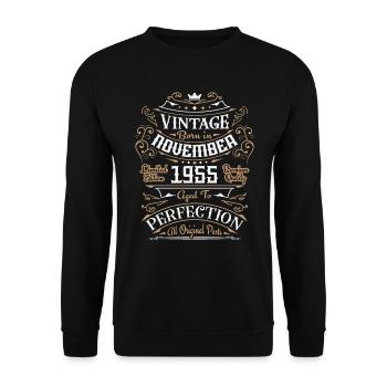 Vintage novembre 1955 / Rétro Cadeau D'anniversair - Sweat-shirt Unisexe - noir - Devant - Alina (178cm) & Michal (187cm)