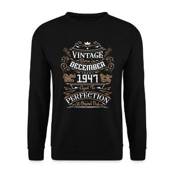 Vintage Décembre 1947, Rétro Cadeau D'anniversaire - Sweat-shirt Unisexe - noir - Devant - Alina (178cm) & Michal (187cm)