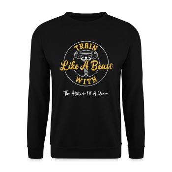 Train Like A Beast With The Atti... - Unisex Sweatshirt - black - Front - Alina (178cm) & Michal (187cm)