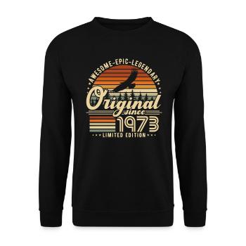 1973 Jahrgang Retro Vintage Geburstag Geschenk - Unisex Pullover - Schwarz - Vorne - Alina (178cm) & Michal (187cm)