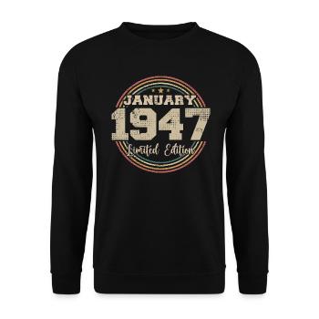 The legends were born in January 1947 - Unisex Sweatshirt - black - Front - Alina (178cm) & Michal (187cm)