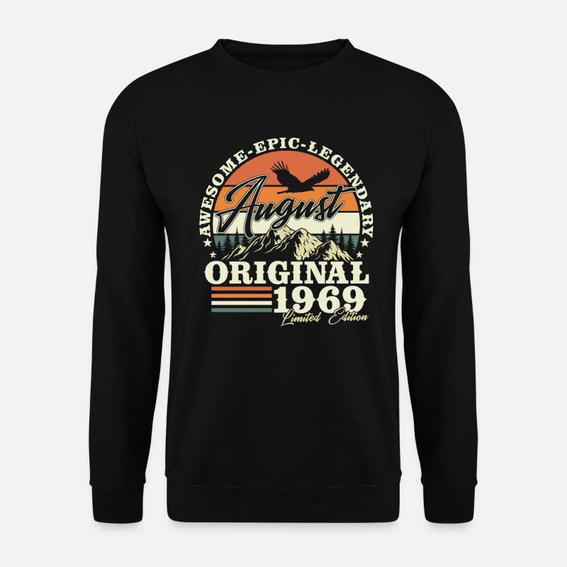 August 1969 Jahrgang Vintage Retro Geburtstag - Unisex Pullover - Schwarz