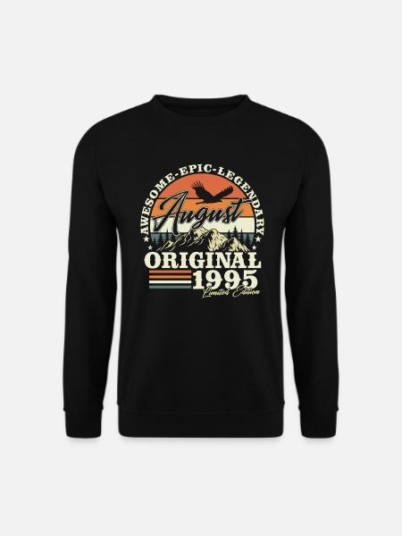 August 1995 Jahrgang Vintage Retro Geburtstag - Unisex Pullover - Schwarz