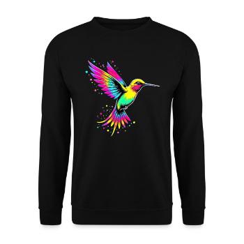 Liebe bunte Kolibris Tie Dye Kolibri - Unisex Pullover - Schwarz - Vorne - Alina (178cm) & Michal (187cm)