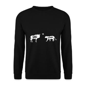 GNU vs Leopard T-Shirt - Unisex Sweatshirt - black - Front - Alina (178cm) & Michal (187cm)