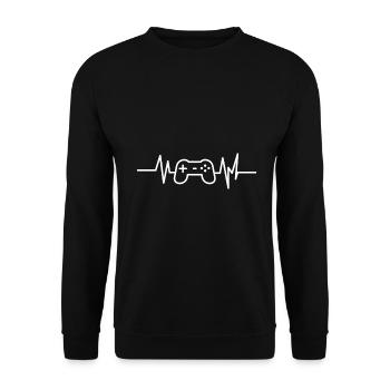 Gaming Gamepad Heartbeat Gamer - Unisex Sweatshirt - black - Front - Alina (178cm) & Michal (187cm)