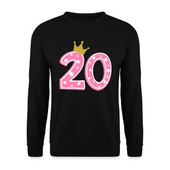 20 Krone 20. Geburtstag 20 Jahre - Unisex Pullover - Schwarz - Vorne - Alina (178cm) & Michal (187cm)