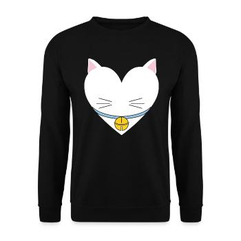 Katzenherz-Design für Katzenbesitzer - Unisex Pullover - Schwarz - Vorne - Alina (178cm) & Michal (187cm)