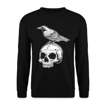 Skull Skull Horror Skeleton Halloween Metal - Unisex Sweatshirt - black - Front - Alina (178cm) & Michal (187cm)