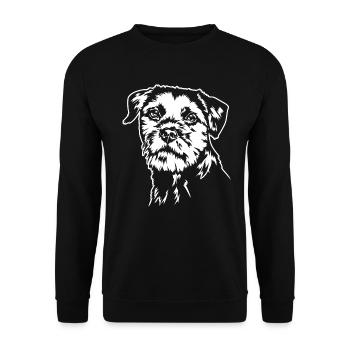 BORDER TERRIER Hundeportrait Hund Hunde Wilsigns - Unisex Pullover - Schwarz - Vorne - Alina (178cm) & Michal (187cm)