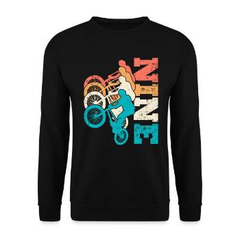 9. Geburtstag Bmx Fahrrad 9 Jahre Geschenk - Unisex Pullover - Schwarz - Vorne - Alina (178cm) & Michal (187cm)