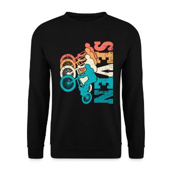 7. Geburtstag Bmx Fahrrad 7 Jahre Geschenk - Unisex Pullover - Schwarz - Vorne - Alina (178cm) & Michal (187cm)