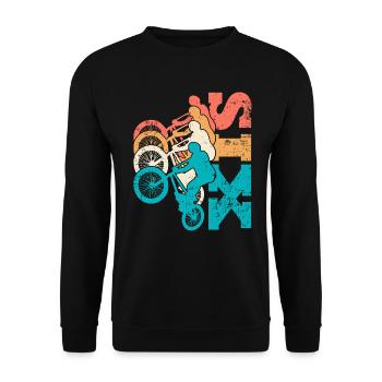 6. Geburtstag Bmx Fahrrad 6 Jahre Geschenk - Unisex Pullover - Schwarz - Vorne - Alina (178cm) & Michal (187cm)