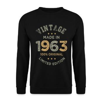 Made in 1963 Cadeau Vintage anniversaire 60 ans - Sweat-shirt Unisexe - noir - Devant - Alina (178cm) & Michal (187cm)