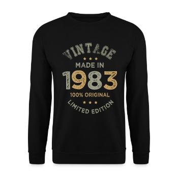 Made in 1983 Vintage Geburtstagsgeschenk 40 Jahre - Unisex Pullover - Schwarz - Vorne - Alina (178cm) & Michal (187cm)