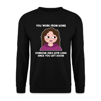 Arbeit von zu Hause aus Lazy Design für stolze - Unisex Pullover - Schwarz - Vorne - Alina (178cm) & Michal (187cm)