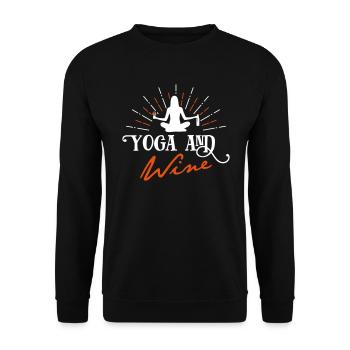 Yoga and Wine - lustig - - Unisex Pullover - Schwarz - Vorne - Alina (178cm) & Michal (187cm)