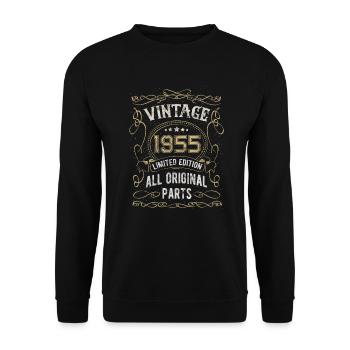 Born in 1955 Birthday gift 67 years - Unisex Sweatshirt - black - Front - Alina (178cm) & Michal (187cm)