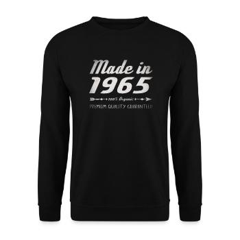 Made In 1965 Geburtstag Geschenk 57 Jahre Retro - Unisex Pullover - Schwarz - Vorne - Alina (178cm) & Michal (187cm)