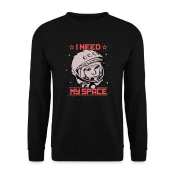 Gagarin - I Need My Space cosmonaut astronaut - Unisex Sweatshirt - black - Front - Alina (178cm) & Michal (187cm)