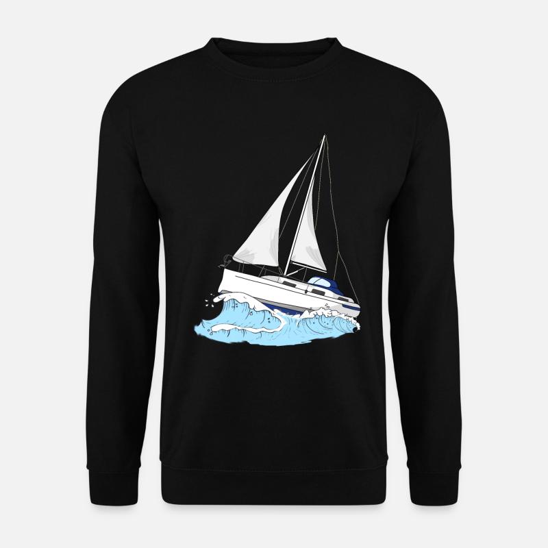 Segelboot Segelschiff auf Wellen Segelboot Fahrer - Unisex Pullover - Schwarz