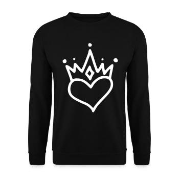 Coeur émoji croquis couronne autocollant - Sweat-shirt Unisexe - noir - Devant - Alina (178cm) & Michal (187cm)
