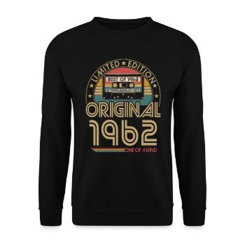 Né 1962 Vintage Rétro Anniversaire - Sweat-shirt Unisexe - noir - Devant - Alina (178cm) & Michal (187cm)
