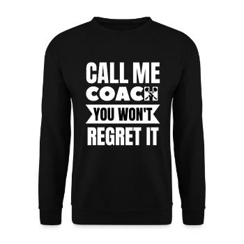 Hurling: Nennen Sie mich Coach. Sie werden es nicht bereuen. - Unisex Pullover - Schwarz - Vorne - Alina (178cm) & Michal (187cm)