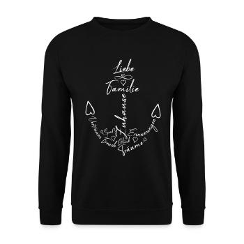 Familie Anker Familie ist das wichtigste der Welt. - Unisex Pullover - Schwarz - Vorne - Alina (178cm) & Michal (187cm)