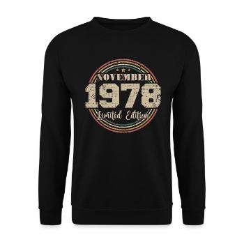 Cadeau D'anniversaire, Vintage Né En Novembre 1978 - Sweat-shirt Unisexe - noir - Devant - Alina (178cm) & Michal (187cm)