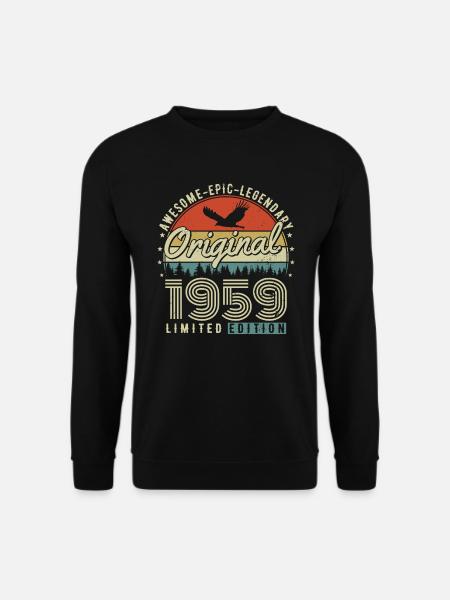 Jahrgang 1959 geboren Vintage Retro Geburtstag - Unisex Pullover - Schwarz
