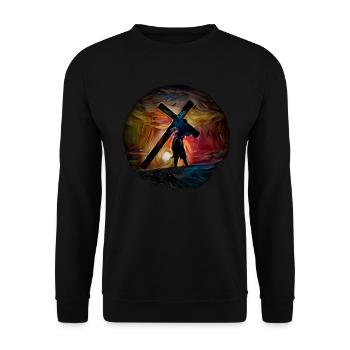 Christen Religion Glauben Kreuz Geschenkidee - Unisex Pullover - Schwarz - Vorne - Alina (178cm) & Michal (187cm)