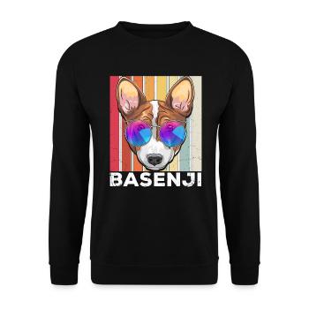 Basenji - Unisex Pullover - Schwarz - Vorne - Alina (178cm) & Michal (187cm)