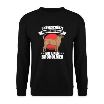 Broholmer Herrchen - Unisex Pullover - Schwarz - Vorne - Alina (178cm) & Michal (187cm)