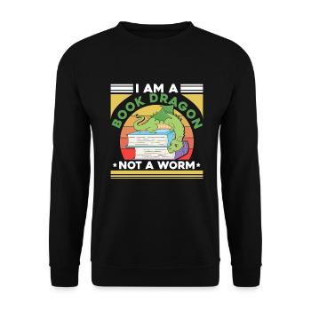 Bücherwurm - Unisex Pullover - Schwarz - Vorne - Alina (178cm) & Michal (187cm)
