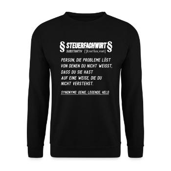 Steuerfachwirt Definition Person die Probleme löst - Unisex Pullover - Schwarz - Vorne - Alina (178cm) & Michal (187cm)