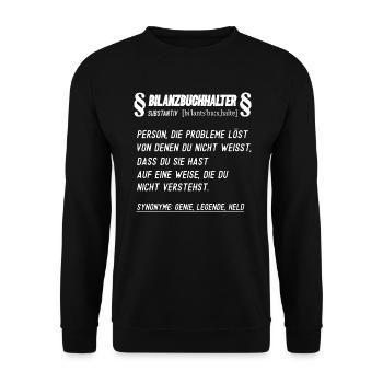 Bilanzbuchhalter Definition löst Probleme Steuern - Unisex Pullover - Schwarz - Vorne - Alina (178cm) & Michal (187cm)