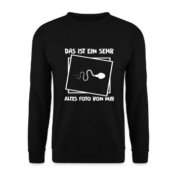 Altes Foto von mir lustiges Motiv, lustiger Spruch - Unisex Pullover - Schwarz - Vorne - Alina (178cm) & Michal (187cm)