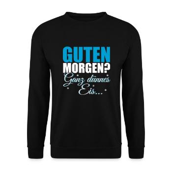 Genervter Morgenmuffe - Unisex Pullover - Schwarz - Vorne - Alina (178cm) & Michal (187cm)