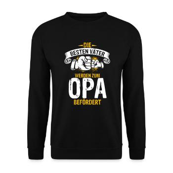 Lustiges Opa Geschenk zur Geburt - Unisex Pullover - Schwarz - Vorne - Alina (178cm) & Michal (187cm)