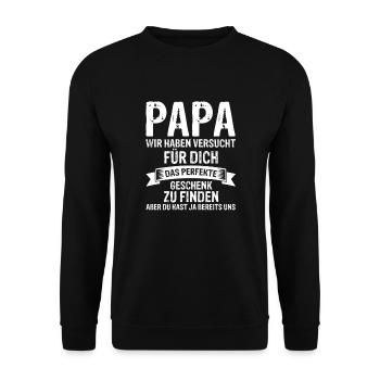 Lustiges Papa Geschenk - Unisex Pullover - Schwarz - Vorne - Alina (178cm) & Michal (187cm)