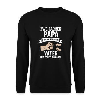 Papa von 2 kinder zweifacher Vater lustig Spruch - Unisex Pullover - Schwarz - Vorne - Alina (178cm) & Michal (187cm)